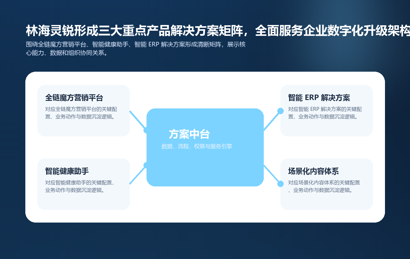 林海灵锐形成三大重点产品解决方案矩阵，全面服务企业数字化升级要点图